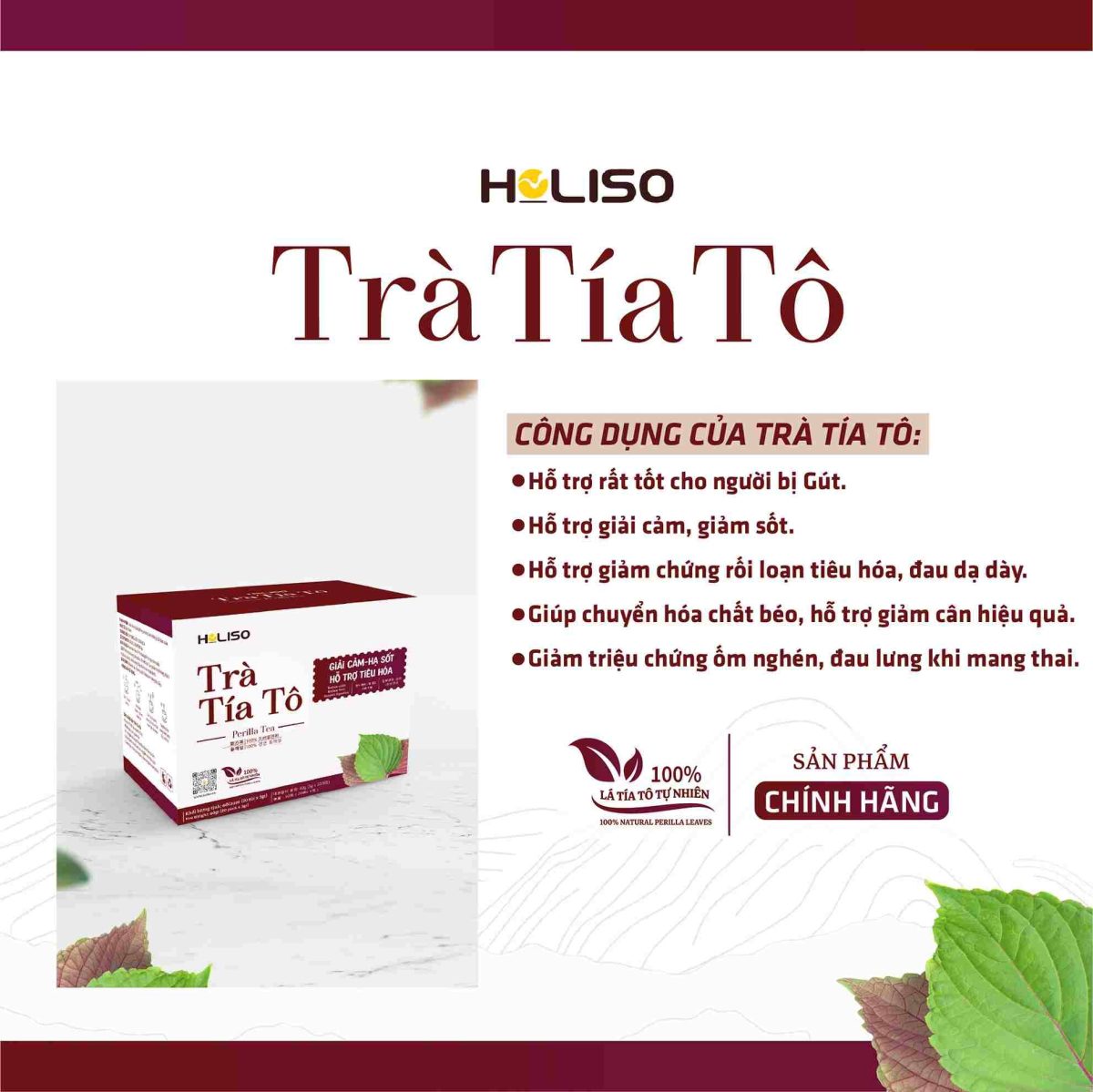 Trà Tía Tô Hỗ Trợ Gout Holiso