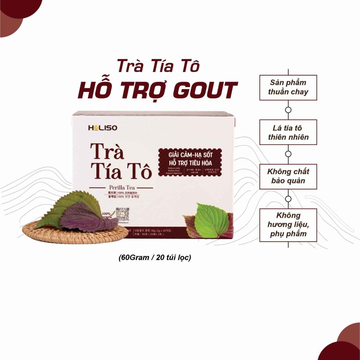 Trà Tía Tô Hỗ Trợ Gout Holiso